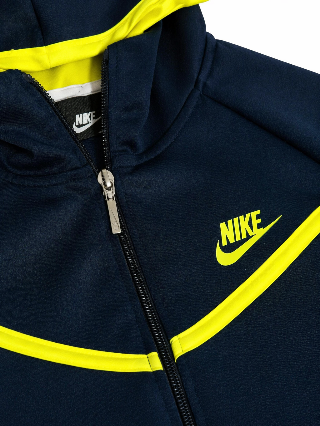 Conjunto Nike Tech Fleece Azul Marinho e Amarelo Neon