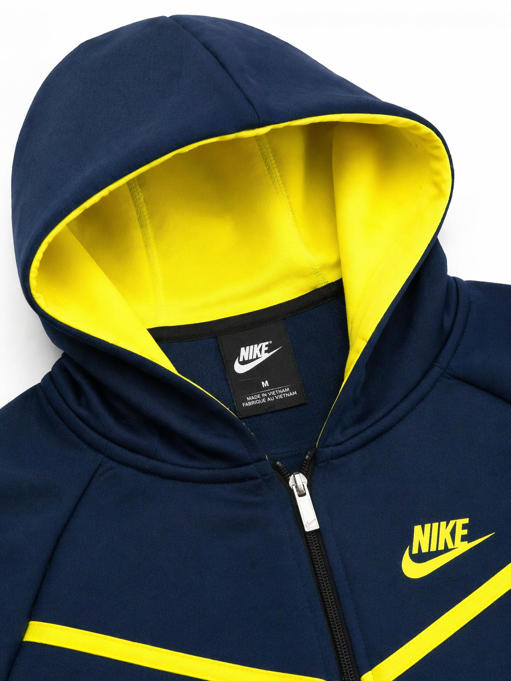 Conjunto Nike Tech Fleece Azul Marinho e Amarelo Neon
