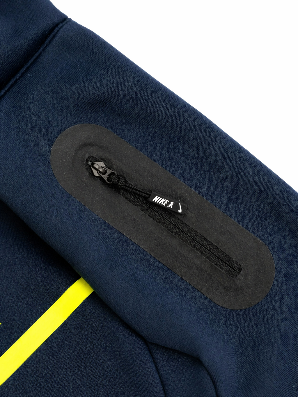 Conjunto Nike Tech Fleece Azul Marinho e Amarelo Neon