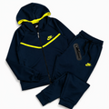 Conjunto Nike Tech Fleece Azul Marinho e Amarelo Neon